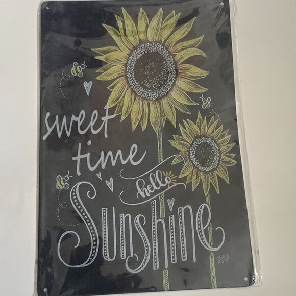“Sweet Time Hello Sunshine” Sunflower Tin Sign - Picture 1 of 7